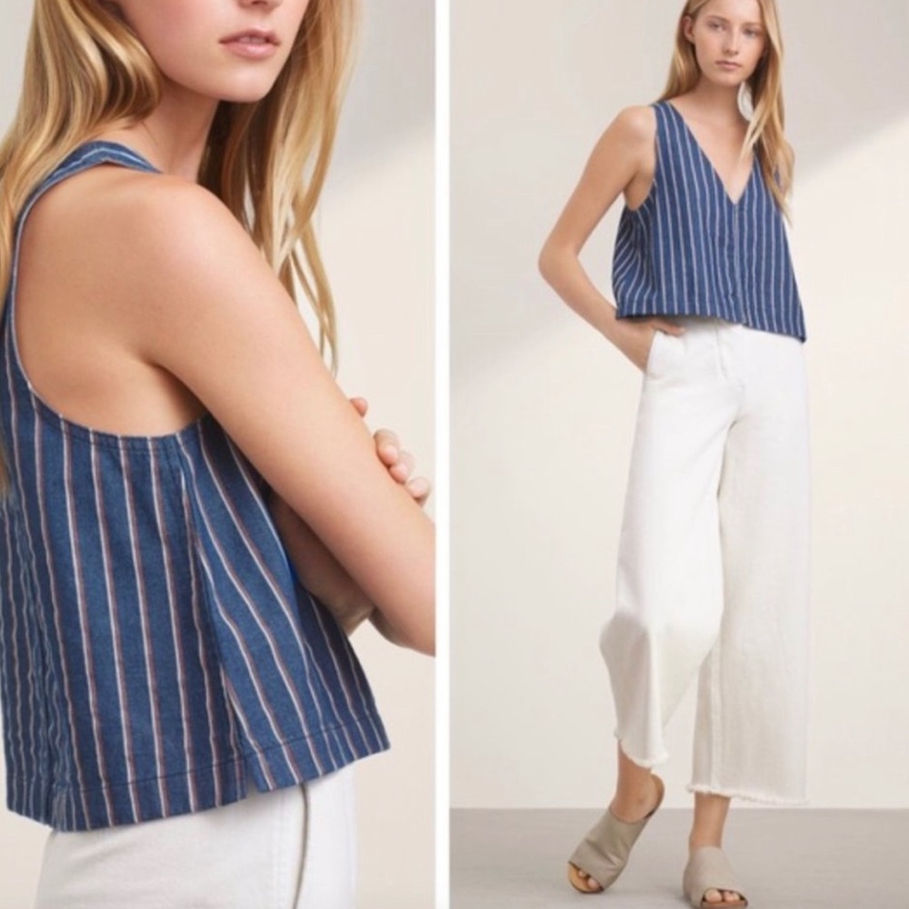 Aritzia denim cropped blouse